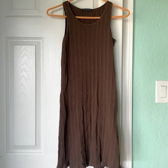 knit bell sleeve dress White and Brown Stripe Knit Long Sleeve Button Mini Kaeli Dress – SABO main image 0